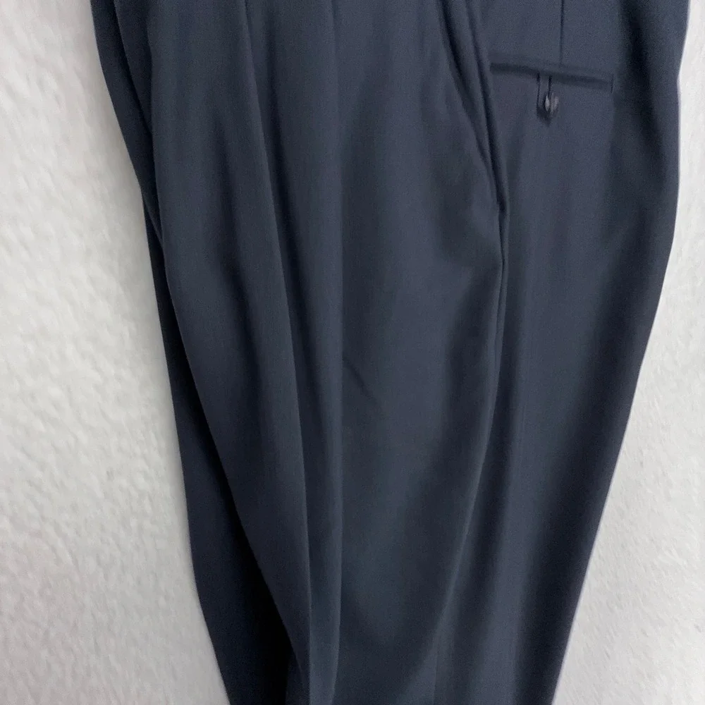Haggar Black Label Ashford Navy Pleated Cuffed‎ Dress Pants 42x32 Wool Blend NEW